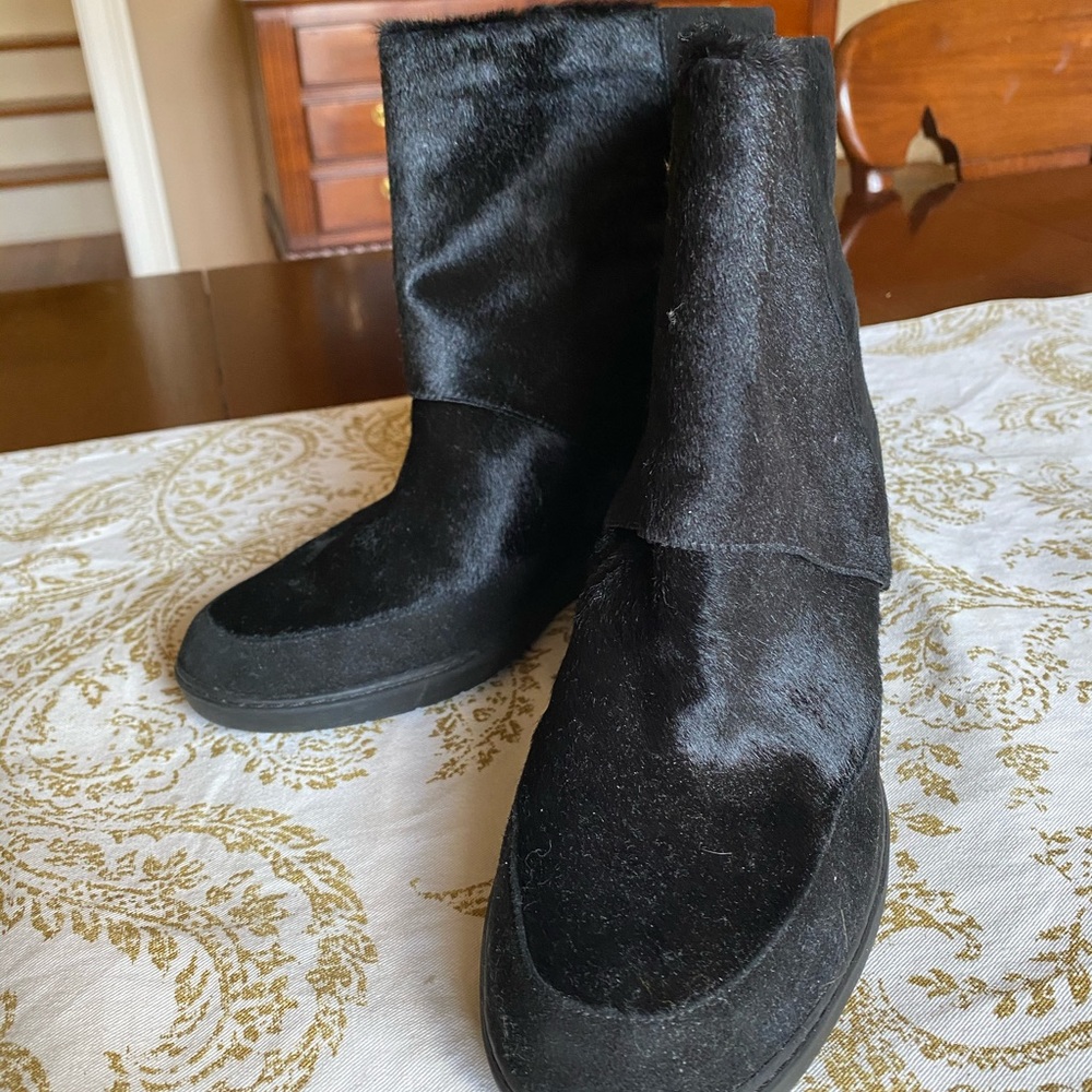 Vince suede and rawhide black  wedge booties.